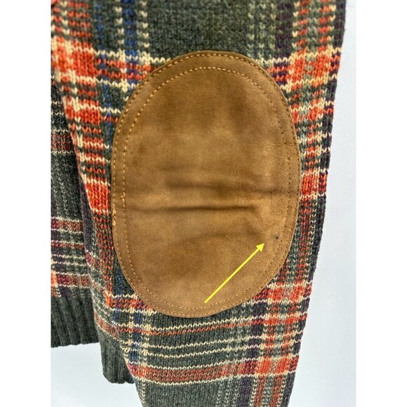 Ralph Lauren Purple Label Wool Tartan Leather Patch Hunting Field Sweater L (F4) - Picture 13 of 13